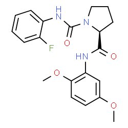 ChemSpider 2D Image | (2S)-N~2~-(2,5-Dimethoxyphenyl)-N~1~-(2-fluorophenyl)-1,2-pyrrolidinedicarboxamide | C20H22FN3O4