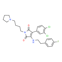 ChemSpider 2D Image | 3-(3,4-Dichlorophenyl)-4-{[2-(4-fluorophenyl)ethyl]amino}-1-[4-(1-pyrrolidinyl)butyl]-1H-pyrrole-2,5-dione | C26H28Cl2FN3O2