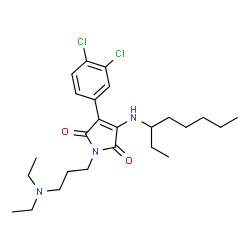 ChemSpider 2D Image | 3-(3,4-Dichlorophenyl)-1-[3-(diethylamino)propyl]-4-(3-octanylamino)-1H-pyrrole-2,5-dione | C25H37Cl2N3O2