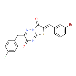 ChemSpider 2D Image | (2Z)-2-(3-Bromobenzylidene)-6-(4-chlorobenzyl)-7H-[1,3]thiazolo[3,2-b][1,2,4]triazine-3,7(2H)-dione | C19H11BrClN3O2S