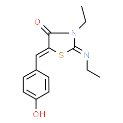 ChemSpider 2D Image | (2Z,5Z)-3-Ethyl-2-(ethylimino)-5-(4-hydroxybenzylidene)-1,3-thiazolidin-4-one | C14H16N2O2S