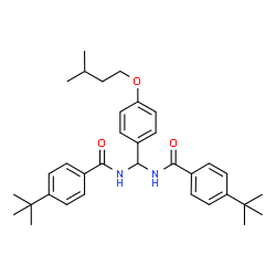 ChemSpider 2D Image | N,N'-{[4-(3-Methylbutoxy)phenyl]methylene}bis(4-tert-butylbenzamide) | C34H44N2O3