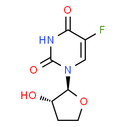 ChemSpider 2D Image | 5-Fluoro-1-[(2S,3S)-3-hydroxytetrahydro-2-furanyl]-2,4(1H,3H)-pyrimidinedione | C8H9FN2O4