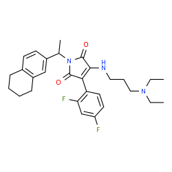 ChemSpider 2D Image | 3-{[3-(Diethylamino)propyl]amino}-4-(2,4-difluorophenyl)-1-[1-(5,6,7,8-tetrahydro-2-naphthalenyl)ethyl]-1H-pyrrole-2,5-dione | C29H35F2N3O2