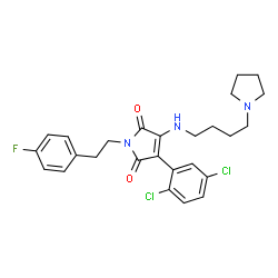 ChemSpider 2D Image | 3-(2,5-Dichlorophenyl)-1-[2-(4-fluorophenyl)ethyl]-4-{[4-(1-pyrrolidinyl)butyl]amino}-1H-pyrrole-2,5-dione | C26H28Cl2FN3O2