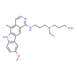 ChemSpider 2D Image | N-(3-Aminopropyl)-N-ethyl-N'-(9-methoxy-5-methyl-6H-pyrido[4,3-b]carbazol-1-yl)-1,3-propanediamine | C25H33N5O