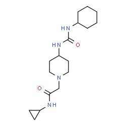 ChemSpider 2D Image | 2-{4-[(Cyclohexylcarbamoyl)amino]-1-piperidinyl}-N-cyclopropylacetamide | C17H30N4O2
