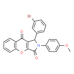 ChemSpider 2D Image | 1-(3-Bromophenyl)-2-(4-methoxyphenyl)-1,2-dihydrochromeno[2,3-c]pyrrole-3,9-dione | C24H16BrNO4
