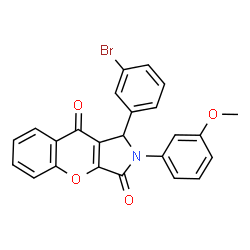 ChemSpider 2D Image | 1-(3-Bromophenyl)-2-(3-methoxyphenyl)-1,2-dihydrochromeno[2,3-c]pyrrole-3,9-dione | C24H16BrNO4