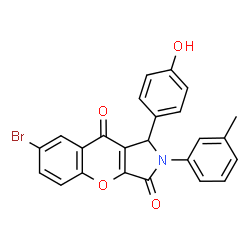 ChemSpider 2D Image | 7-Bromo-1-(4-hydroxyphenyl)-2-(3-methylphenyl)-1,2-dihydrochromeno[2,3-c]pyrrole-3,9-dione | C24H16BrNO4