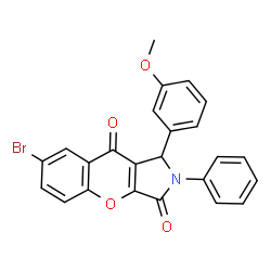 ChemSpider 2D Image | 7-Bromo-1-(3-methoxyphenyl)-2-phenyl-1,2-dihydrochromeno[2,3-c]pyrrole-3,9-dione | C24H16BrNO4