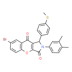ChemSpider 2D Image | 7-Bromo-2-(3,4-dimethylphenyl)-1-[4-(methylsulfanyl)phenyl]-1,2-dihydrochromeno[2,3-c]pyrrole-3,9-dione | C26H20BrNO3S