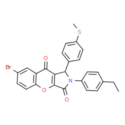 ChemSpider 2D Image | 7-Bromo-2-(4-ethylphenyl)-1-[4-(methylsulfanyl)phenyl]-1,2-dihydrochromeno[2,3-c]pyrrole-3,9-dione | C26H20BrNO3S