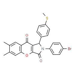 ChemSpider 2D Image | 2-(4-Bromophenyl)-6,7-dimethyl-1-[4-(methylsulfanyl)phenyl]-1,2-dihydrochromeno[2,3-c]pyrrole-3,9-dione | C26H20BrNO3S