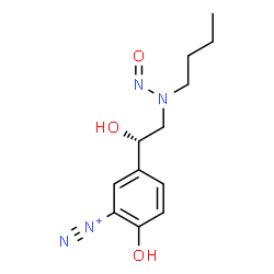 ChemSpider 2D Image | 5-{(1S)-2-[Butyl(nitroso)amino]-1-hydroxyethyl}-2-hydroxybenzenediazonium | C12H17N4O3