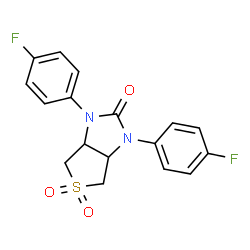 ChemSpider 2D Image | 1,3-Bis(4-fluorophenyl)tetrahydro-1H-thieno[3,4-d]imidazol-2(3H)-one 5,5-dioxide | C17H14F2N2O3S