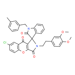 ChemSpider 2D Image | 7-Chloro-2-[2-(3,4-dimethoxyphenyl)ethyl]-1'-(3-methylbenzyl)-2H-spiro[chromeno[2,3-c]pyrrole-1,3'-indole]-2',3,9(1'H)-trione | C36H29ClN2O6