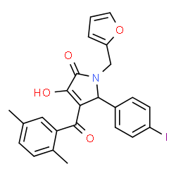 ChemSpider 2D Image | 4-(2,5-Dimethylbenzoyl)-1-(2-furylmethyl)-3-hydroxy-5-(4-iodophenyl)-1,5-dihydro-2H-pyrrol-2-one | C24H20INO4
