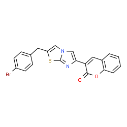 ChemSpider 2D Image | 3-[2-(4-Bromobenzyl)imidazo[2,1-b][1,3]thiazol-6-yl]-2H-chromen-2-one | C21H13BrN2O2S