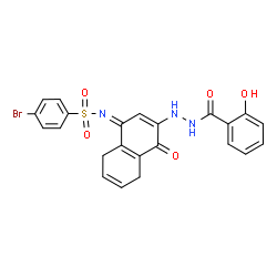 ChemSpider 2D Image | 4-Bromo-N-[(1Z)-3-[2-(2-hydroxybenzoyl)hydrazino]-4-oxo-5,8-dihydro-1(4H)-naphthalenylidene]benzenesulfonamide | C23H18BrN3O5S