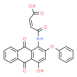 ChemSpider 2D Image | (2Z)-4-[(4-Hydroxy-9,10-dioxo-2-phenoxy-9,10-dihydro-1-anthracenyl)amino]-4-oxo-2-butenoic acid | C24H15NO7