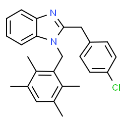 ChemSpider 2D Image | 2-(4-Chlorobenzyl)-1-(2,3,5,6-tetramethylbenzyl)-1H-benzimidazole | C25H25ClN2