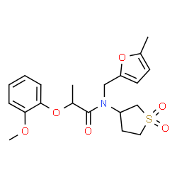 ChemSpider 2D Image | N-(1,1-Dioxidotetrahydro-3-thiophenyl)-2-(2-methoxyphenoxy)-N-[(5-methyl-2-furyl)methyl]propanamide | C20H25NO6S