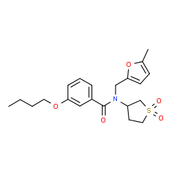 ChemSpider 2D Image | 3-Butoxy-N-(1,1-dioxidotetrahydro-3-thiophenyl)-N-[(5-methyl-2-furyl)methyl]benzamide | C21H27NO5S