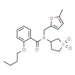 ChemSpider 2D Image | 2-Butoxy-N-(1,1-dioxidotetrahydro-3-thiophenyl)-N-[(5-methyl-2-furyl)methyl]benzamide | C21H27NO5S