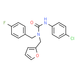 ChemSpider 2D Image | 3-(4-Chlorophenyl)-1-(4-fluorobenzyl)-1-(2-furylmethyl)urea | C19H16ClFN2O2