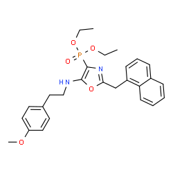 ChemSpider 2D Image | Diethyl [5-{[2-(4-methoxyphenyl)ethyl]amino}-2-(1-naphthylmethyl)-1,3-oxazol-4-yl]phosphonate | C27H31N2O5P