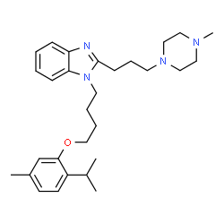 ChemSpider 2D Image | 1-[4-(2-Isopropyl-5-methylphenoxy)butyl]-2-[3-(4-methyl-1-piperazinyl)propyl]-1H-benzimidazole | C29H42N4O