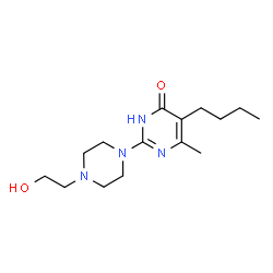 ChemSpider 2D Image | 4-pyrimidinol, 5-butyl-2-[4-(2-hydroxyethyl)-1-piperazinyl]-6-methyl- | C15H26N4O2
