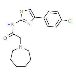 ChemSpider 2D Image | 2-(1-Azepanyl)-N-[4-(4-chlorophenyl)-1,3-thiazol-2-yl]acetamide | C17H20ClN3OS