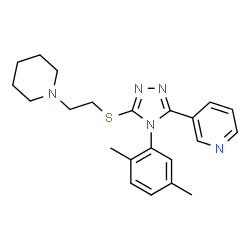 ChemSpider 2D Image | 3-[4-(2,5-Dimethylphenyl)-5-{[2-(1-piperidinyl)ethyl]sulfanyl}-4H-1,2,4-triazol-3-yl]pyridine | C22H27N5S