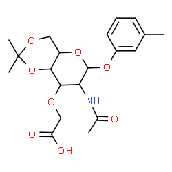 ChemSpider 2D Image | 3-Methylphenyl 2-acetamido-3-O-(carboxymethyl)-2-deoxy-4,6-O-isopropylidenehexopyranoside | C20H27NO8