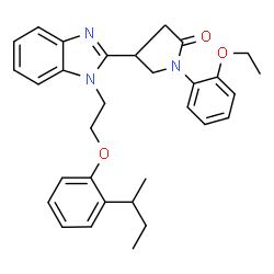 ChemSpider 2D Image | 4-{1-[2-(2-sec-Butylphenoxy)ethyl]-1H-benzimidazol-2-yl}-1-(2-ethoxyphenyl)-2-pyrrolidinone | C31H35N3O3