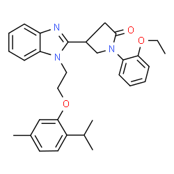 ChemSpider 2D Image | 1-(2-Ethoxyphenyl)-4-{1-[2-(2-isopropyl-5-methylphenoxy)ethyl]-1H-benzimidazol-2-yl}-2-pyrrolidinone | C31H35N3O3