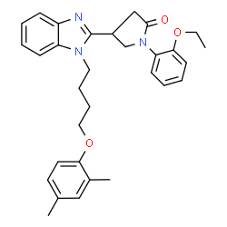 ChemSpider 2D Image | 4-{1-[4-(2,4-Dimethylphenoxy)butyl]-1H-benzimidazol-2-yl}-1-(2-ethoxyphenyl)-2-pyrrolidinone | C31H35N3O3