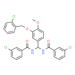 ChemSpider 2D Image | N,N'-({3-[(2-Chlorobenzyl)oxy]-4-methoxyphenyl}methylene)bis(3-chlorobenzamide) | C29H23Cl3N2O4