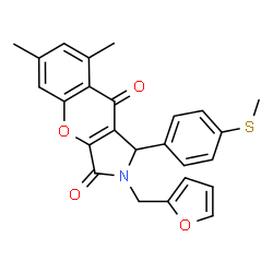ChemSpider 2D Image | 2-(2-Furylmethyl)-6,8-dimethyl-1-[4-(methylsulfanyl)phenyl]-1,2-dihydrochromeno[2,3-c]pyrrole-3,9-dione | C25H21NO4S