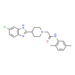 ChemSpider 2D Image | 2-[4-(6-Chloro-1H-benzimidazol-2-yl)-1-piperidinyl]-N-(2,5-dimethylphenyl)acetamide | C22H25ClN4O