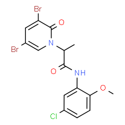 ChemSpider 2D Image | N-(5-Chloro-2-methoxyphenyl)-2-(3,5-dibromo-2-oxo-1(2H)-pyridinyl)propanamide | C15H13Br2ClN2O3