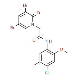 ChemSpider 2D Image | N-(4-Chloro-2-methoxy-5-methylphenyl)-2-(3,5-dibromo-2-oxo-1(2H)-pyridinyl)acetamide | C15H13Br2ClN2O3