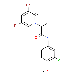 ChemSpider 2D Image | N-(3-Chloro-4-methoxyphenyl)-2-(3,5-dibromo-2-oxo-1(2H)-pyridinyl)propanamide | C15H13Br2ClN2O3