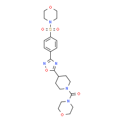 ChemSpider 2D Image | 4-Morpholinyl(4-{3-[4-(4-morpholinylsulfonyl)phenyl]-1,2,4-oxadiazol-5-yl}-1-piperidinyl)methanone | C22H29N5O6S