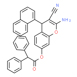 ChemSpider 2D Image | 2-Amino-3-cyano-4-(1-naphthyl)-4H-chromen-7-yl diphenylacetate | C34H24N2O3