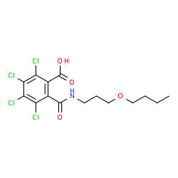 ChemSpider 2D Image | 2-[(3-Butoxypropyl)carbamoyl]-3,4,5,6-tetrachlorobenzoic acid | C15H17Cl4NO4