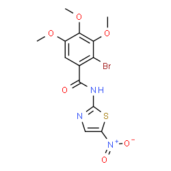 ChemSpider 2D Image | 2-Bromo-3,4,5-trimethoxy-N-(5-nitro-1,3-thiazol-2-yl)benzamide | C13H12BrN3O6S