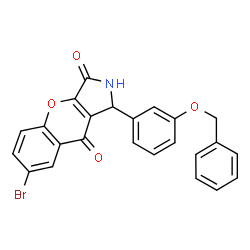 ChemSpider 2D Image | 1-[3-(Benzyloxy)phenyl]-7-bromo-1,2-dihydrochromeno[2,3-c]pyrrole-3,9-dione | C24H16BrNO4
